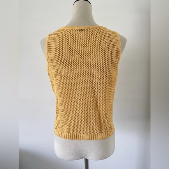 St. John Sport Wool Blend Open Knit Tank Top Size S Sleeveless Golden Yellow - Picture 2 of 8